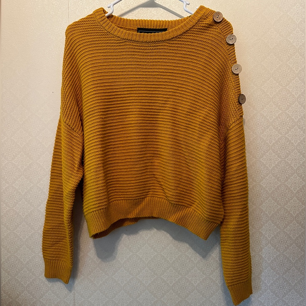 Polly & Esther Mustard color Knit Sweater with button detailing Size Small